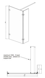 Душевая перегородка Ambassador Walk-in 15031106 100см хром/прозрачное